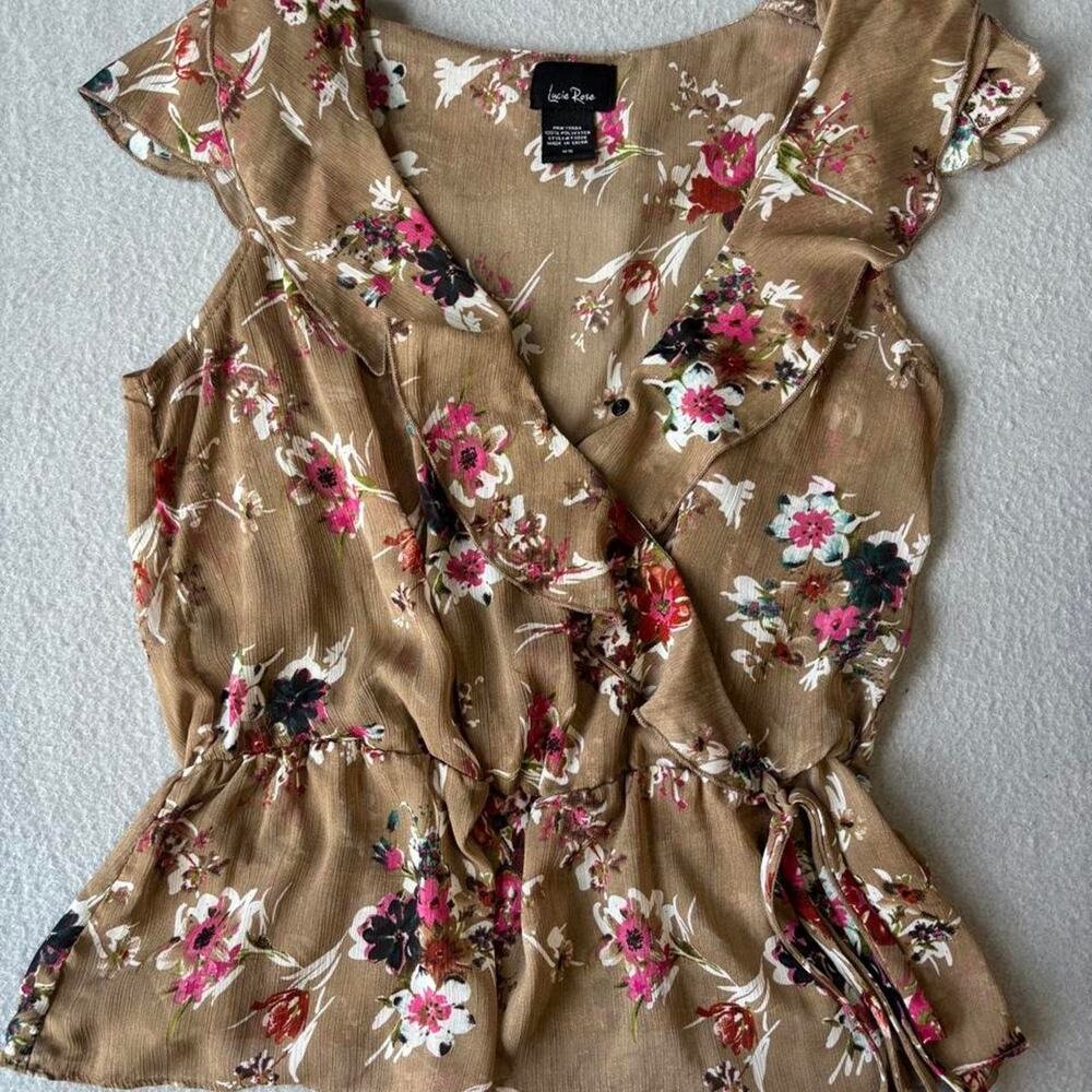 Lucie rose brown floral blouse